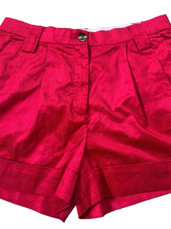Ganni Women’s Light Shiny Corduroy Cuffed Shorts Pink Fushia Size EU 42 US 10/12 - Picture 4 of 8